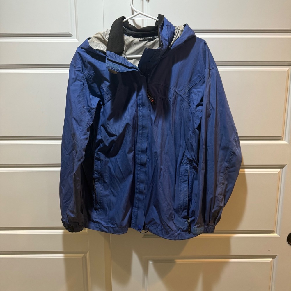 Marmot Rain‎ Jacket Windbreaker Hooded Lightweight Blue Women's M